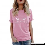 Severkill Womens Summer Cute Cat Face Kitten Print Tops Short Sleeve T-Shirts Blouse Pink B07PZ7T99K